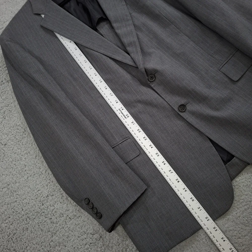 Brooks Bros Madison BrooksCool 46R Blazer Gray w/ Blue Stripe Full Canvas Jacket